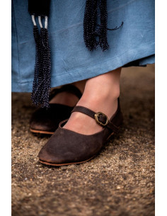 Chaussures médiévales pour femmes modèle Cecilie, marron 2