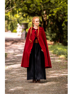 Cape médiévale courte pour dame modèle Marie, couleur rouge