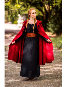 Cape médiévale courte pour dame modèle Marie, couleur rouge 2