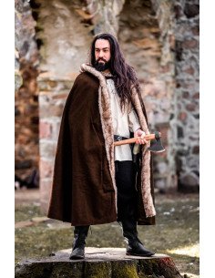 Cape Viking modèle Fjell avec fourrure synthétique marron