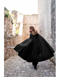 Cape médiévale en laine modèle Tjark, couleur noire 2