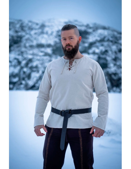 Ceinture en cuir avec anneau, noir