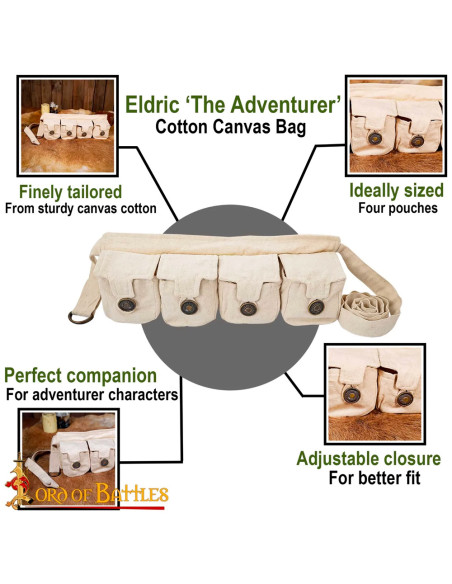 Ceinture druide avec 4 poches en coton