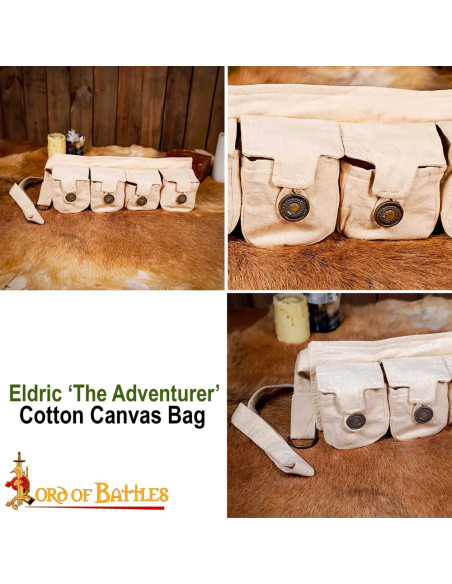 Ceinture druide avec 4 poches en coton