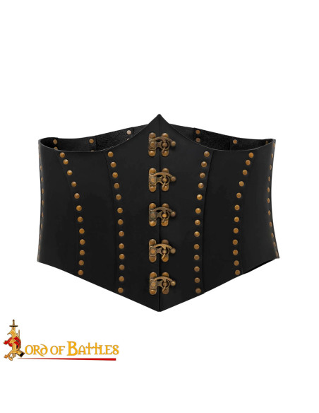 Anne Bony Corset pirate en cuir noir