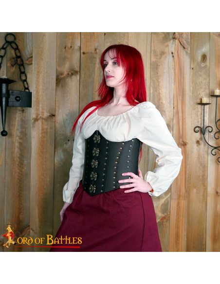 Anne Bony Corset pirate en cuir noir