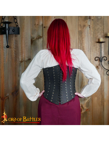 Anne Bony Corset pirate en cuir noir