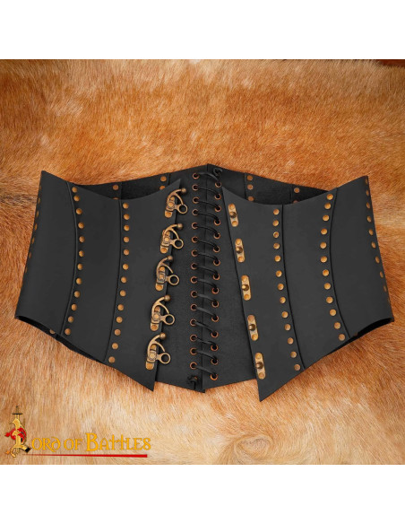 Anne Bony Corset pirate en cuir noir