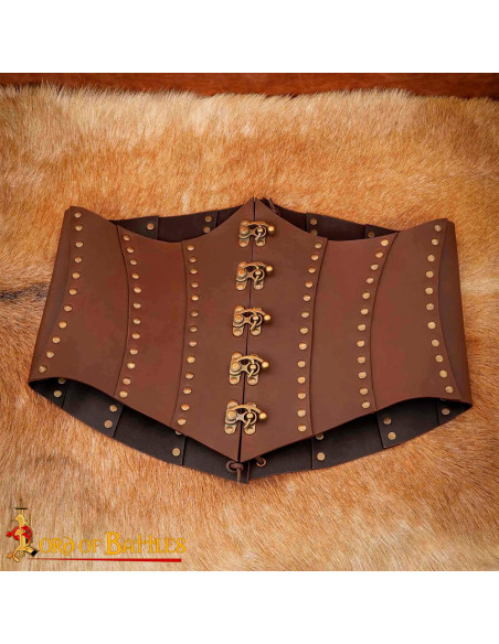 Corset Pirate Anne Bony en cuir marron