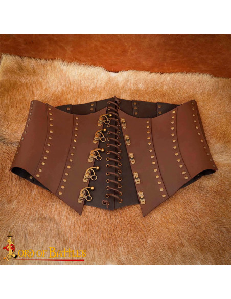Corset Pirate Anne Bony en cuir marron