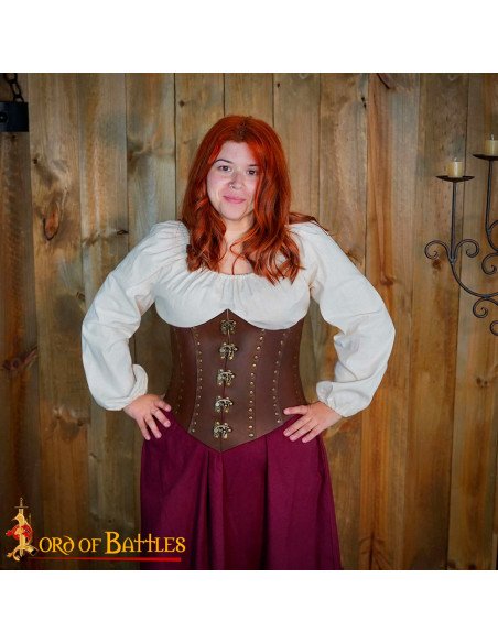 Corset Pirate Anne Bony en cuir marron