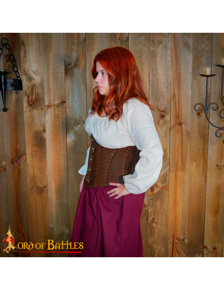 Corset Pirate Anne Bony en cuir marron