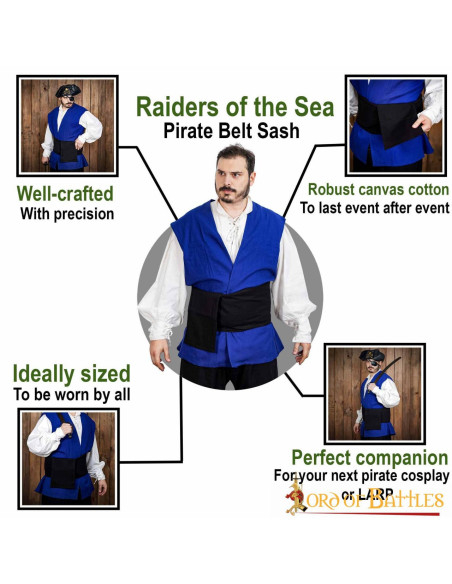 Ceinture médiévale en toile noire Pirate