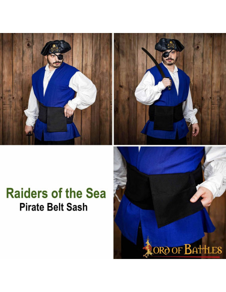 Ceinture médiévale en toile noire Pirate