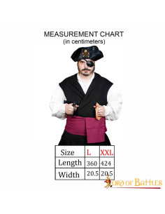 Ceinture Pirate Médiévale toile bordeaux 2