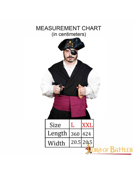 Ceinture Pirate Médiévale toile bordeaux