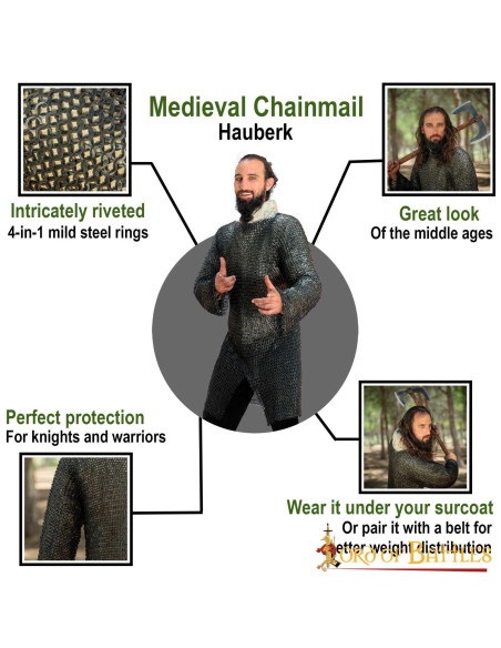 Cotte de mailles en acier doux à...