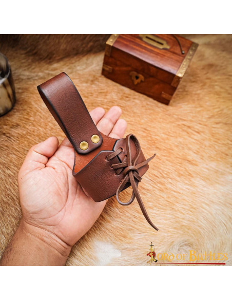 Baldric médiéval en cuir pour cornes,...