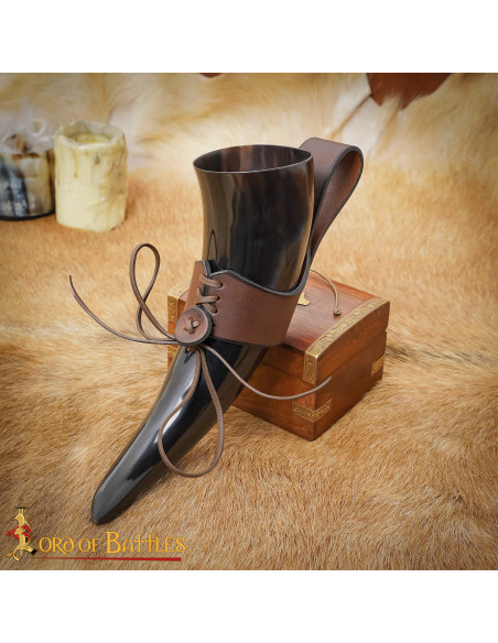 Baldric médiéval en cuir pour cornes,...