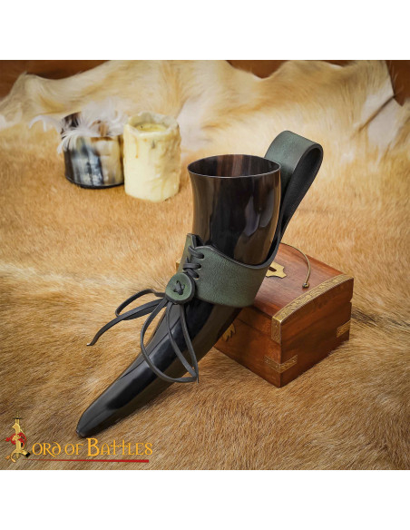 Baldric médiéval en cuir pour cornes,...