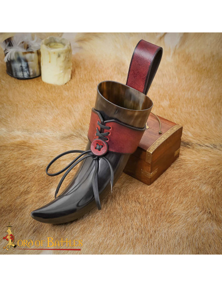 Baldric médiéval en cuir pour cornes,...