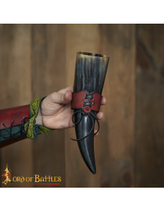 Baldric médiéval en cuir pour cornes, couleur marron 2