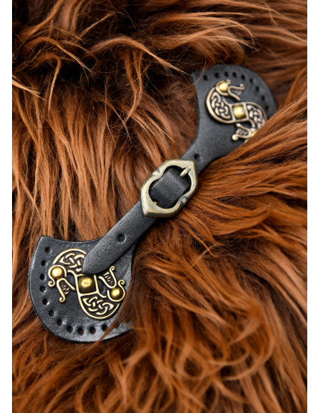 Fermeture de cape médiévale en cuir...