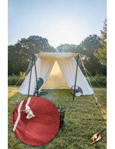 Tente médiévale rouge pour guerriers, 3 x 5 mètres....