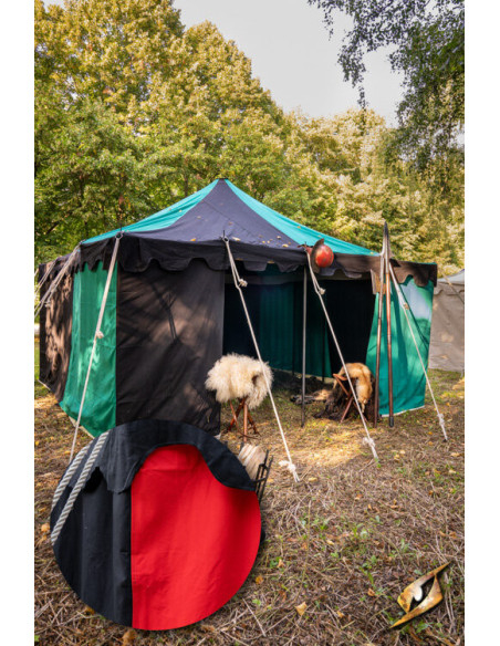 Chapiteau médiéval, noir-rouge 4 x 4...