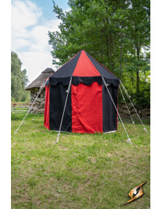 Tente médiévale pavillon, noir-rouge 3 mètres. (Version...