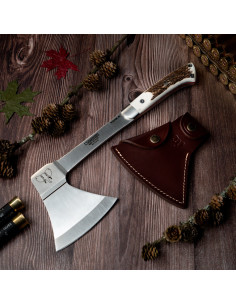 Hache de chasse manche en bois de cerf