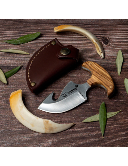 Couteau skinner, skinner, manche olive