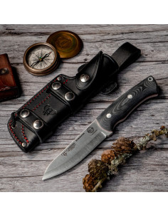 Couteau Bushcrafter avec manche en micarta noir par Cudeman