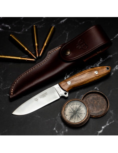 Couteau de chasse Cudeman Suther, manche en bois d'olivier
