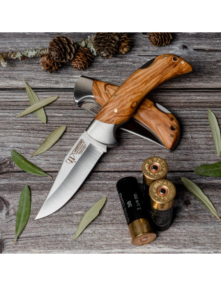 Couteau de chasse manche olive, lame...