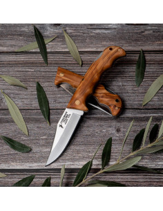 Couteau de chasse manche olive, lame 8 cm.