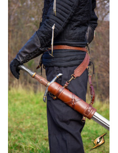 Baldric avec ceinture d'épée médiévale, marron