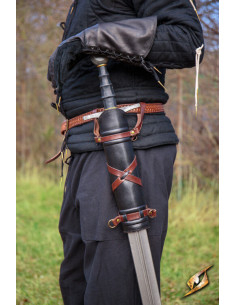 Baldric avec ceinture d'épée médiévale, noir 2