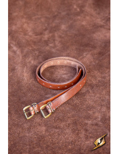 Ceinture médiévale en cuir, marron et noir (49 cm.)