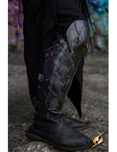 Grèves en cuir du guerrier de l'ombre, noires