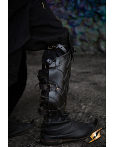 Grèves en cuir du guerrier de l'ombre, noires 2