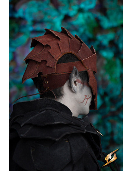 Masque d'assassin en cuir suédé, marron