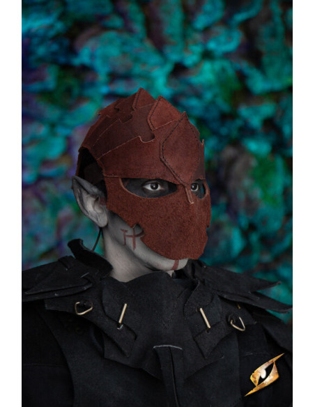 Masque d'assassin en cuir suédé, marron