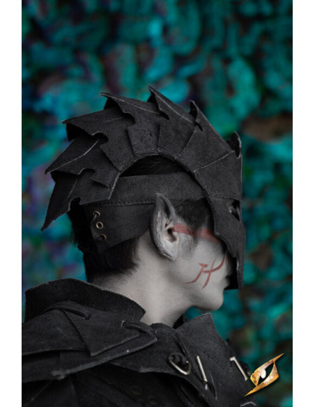 Masque d'assassin en cuir suédé, noir