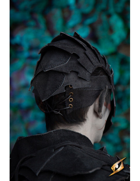 Masque d'assassin en cuir suédé, noir