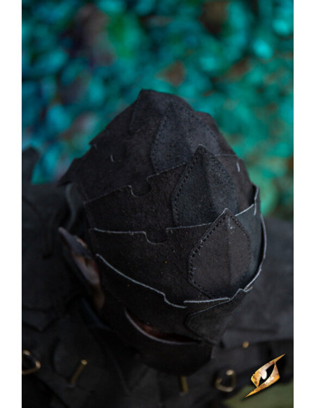 Masque d'assassin en cuir suédé, noir
