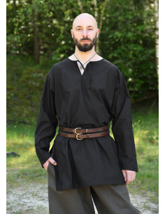 Tunique médiévale noire manches longues, Gunther