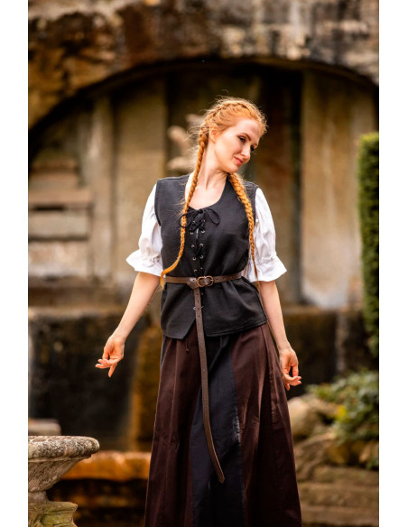 Gilet médiéval en coton Franziska, noir