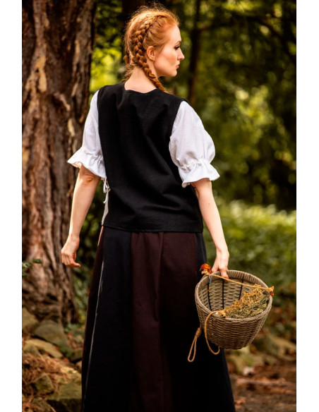 Gilet médiéval en coton Franziska, noir