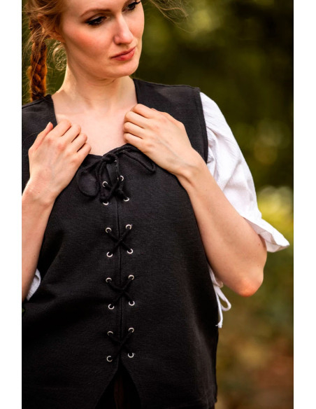 Gilet médiéval en coton Franziska, noir